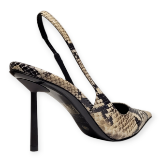 Pantofi Bella Slingback din piele print piton bej 101