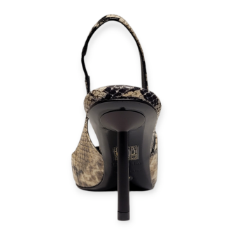 Pantofi Bella Slingback din piele print piton bej 101