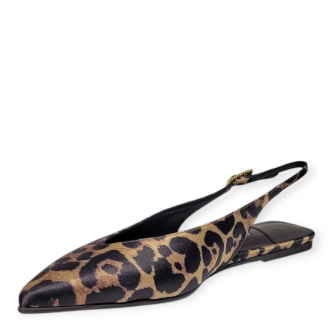 Balerini slingback din satin print leopard 101