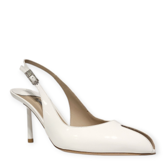 Pantofi Clivage slingback albi cu decupaj 25