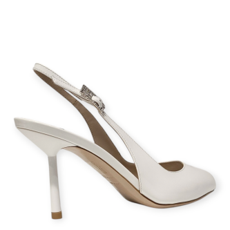 Pantofi Clivage slingback albi cu decupaj 25