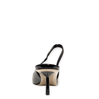 Pantofi Bella Slingback din piele lacuita neagra 25
