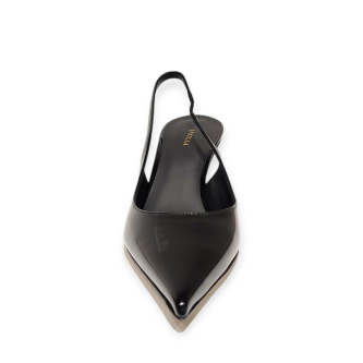 Pantofi Bella Slingback din piele lacuita neagra 25