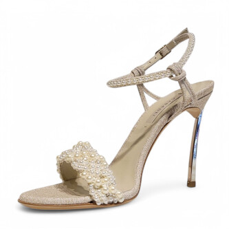 Sandale bej cu perle 105 Casadei