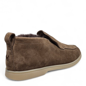 Loafers maro Felix din piele intoarsa cu blană 205