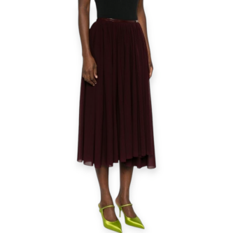 Fustă midi cu model plisat bordeaux
