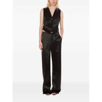 Pantaloni drepti din satin negru 25