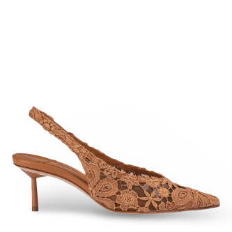 Pantofi Clivage Slingback cu dantela  maro 102
