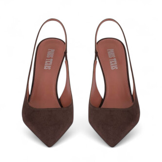 Pantofi slingback Lidia maro din piele intoarsa 205