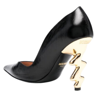 Pantofi negri cu toc sculptat