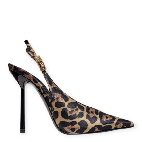 Pantofi Clivage Slingback din satin print leopard 101