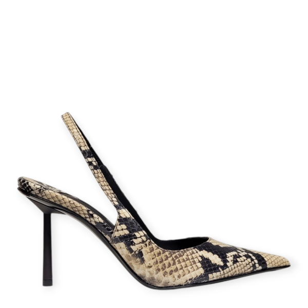 Pantofi Bella Slingback din piele print piton bej 101