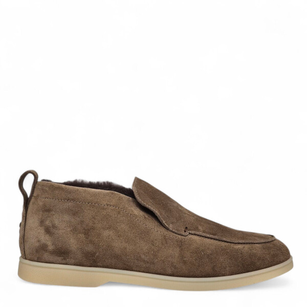 Loafers maro Felix din piele intoarsa cu blană 205