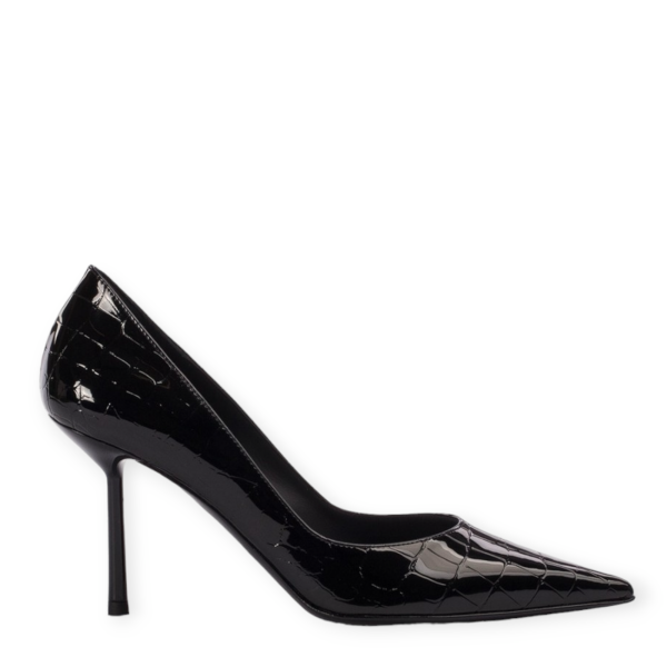 Pantofi Bella negri print croco